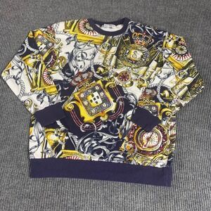 Vtg SK Company Sweatshirt Womens Medium Blue AOP Crew Sweater Nautical 90s Retro